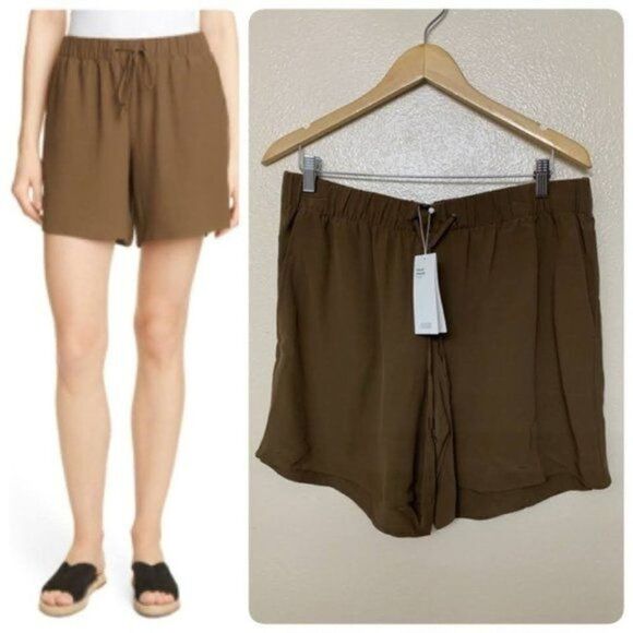 Eileen Fisher Pants - Eileen Fisher Pull on High Rise Walking Shorts Tencell Brown Drawstring